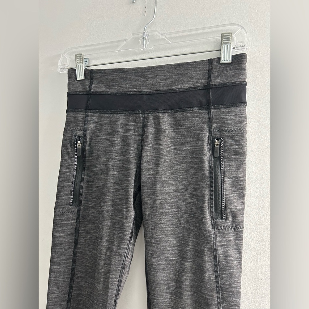 Lululemon heatherd grey zipper leggings 25”